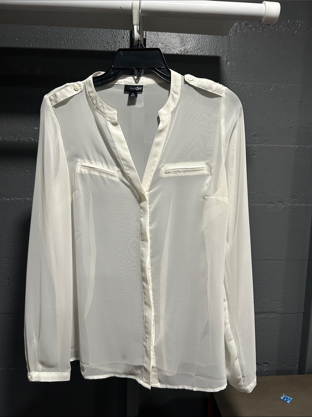 East 5th White Sheer Button-Front Blouse